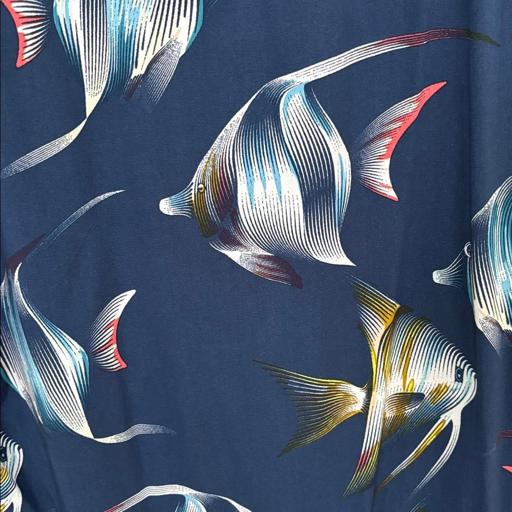 Banana Republic Slim Fit Tropical Fish Print Short Sleeve Shirt SZ M Resort